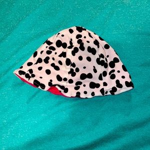 6-12 Month Baby Hat Reversible Dalmatian/Hot Pink